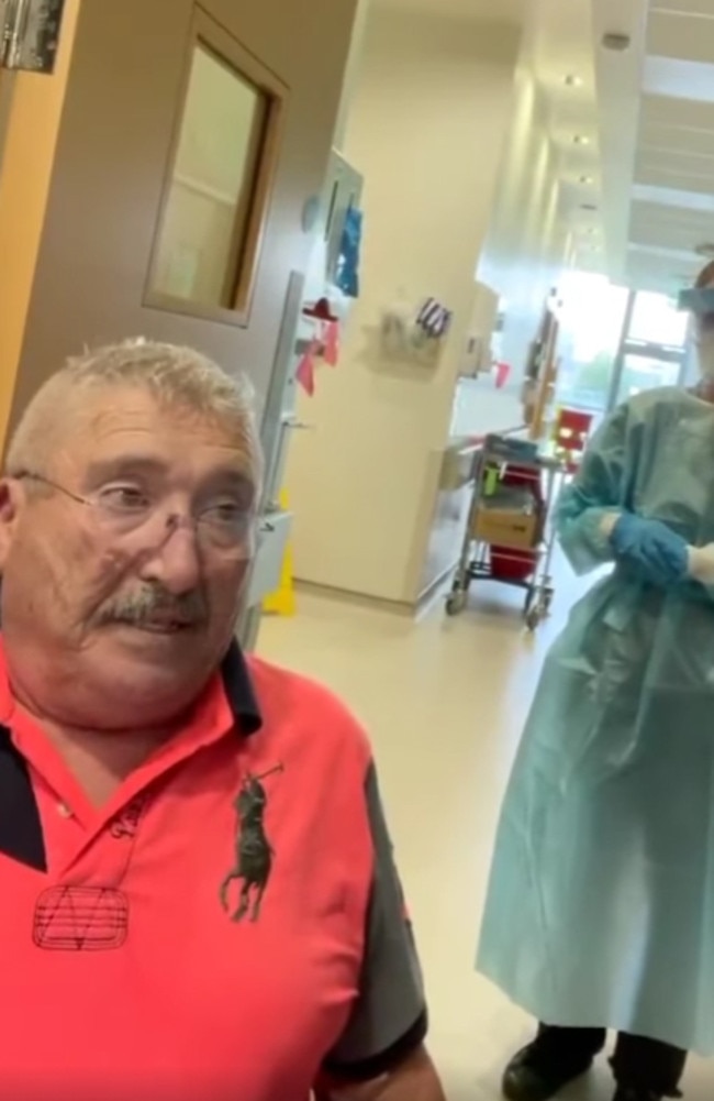 Footage showed Joe McCarron was convinced to leave hospital by anti-vaxxers.