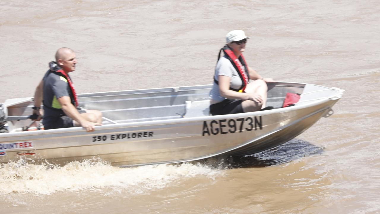 Some residents took to tinnies to navigate the floodwaters of Ballina on Wednesday, March 2, 2022. Picture: Liana Boss