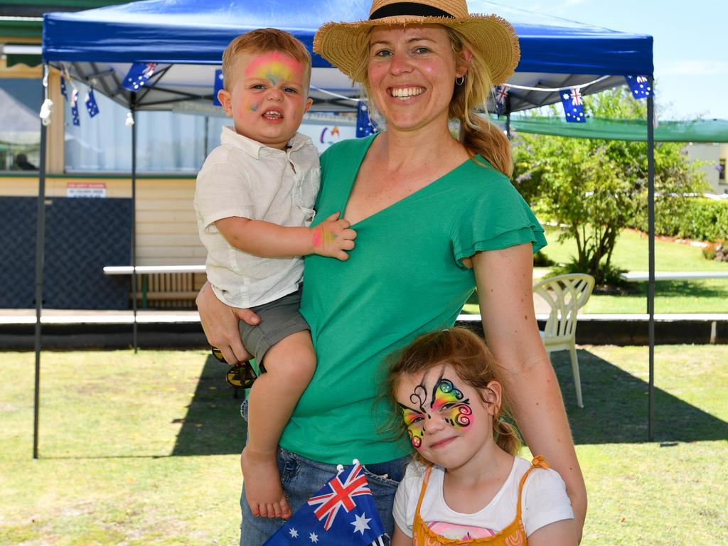 Australia Day celebrations: Mum Kimberley Osborne with son Hamish and daughter Heidi at the Lismore City Bowlo.