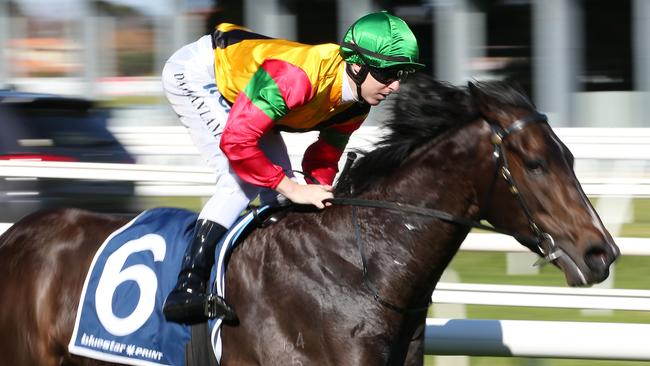 Jockey Damian Lane rides Age Of Chivalry to victory at Caulfield this month.