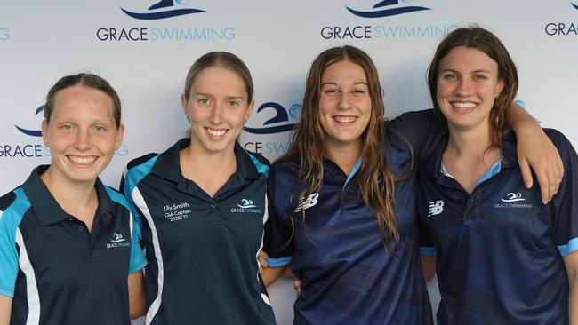 Grace Lutheran College students including Alia Shaw, Macey Lawler and Lauren Dymond.