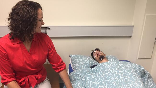 Dr Michelle Short in the sleep lab during an experiment. Picture: Supplied