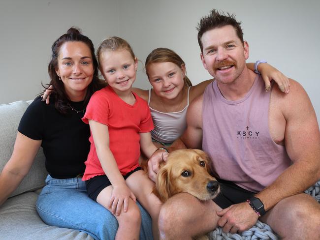 Marcus and Emma Smith with their children Lakey, 6, and Scout, 8. Picture: David Caird