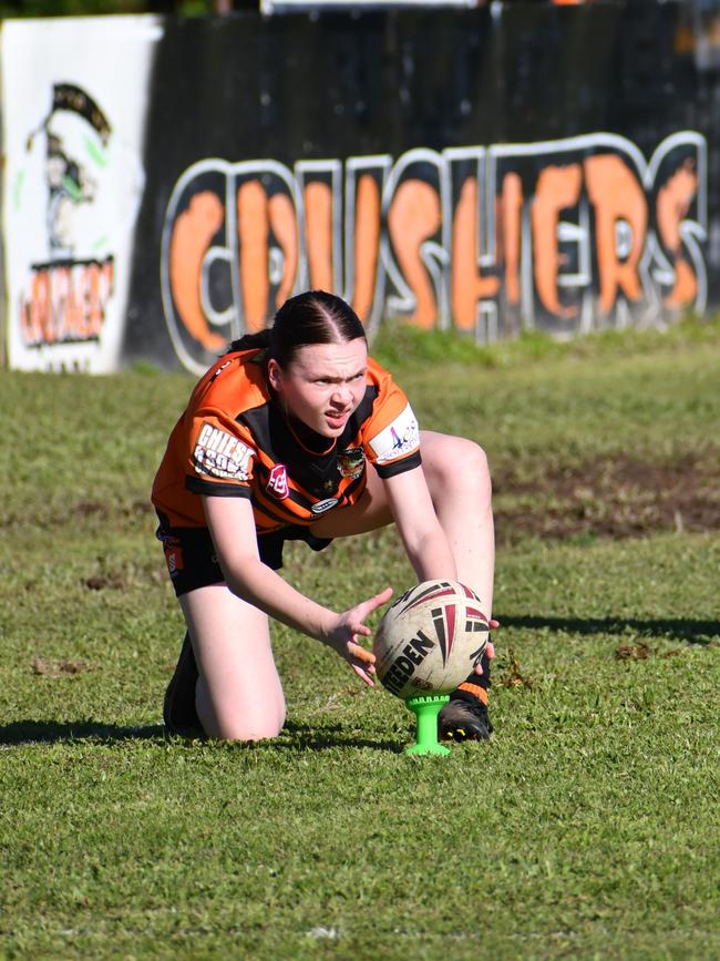 The Herbert River Crushers Women’s team drew 20-20 with Townsville Brothers in a hard-fought contest in Ingham on Saturday. Picture: Cameron Bates