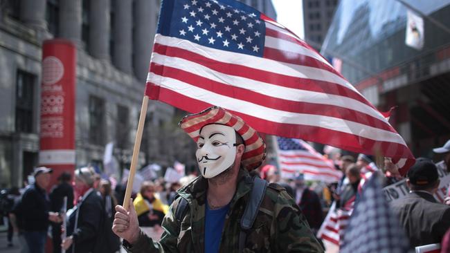 Demonstrators gather in Chicago to protest restrictions instituted by Illinois Governor J.B. Pritzker in an attempt to curtail the spread of the coronavirus. Picture: Getty Images