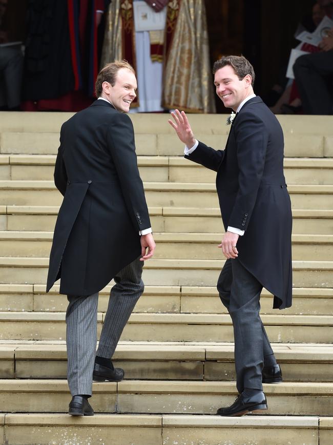 Jack Brooksbank and brother Thomas Brooksbank arrive for the wedding. Picture: Getty