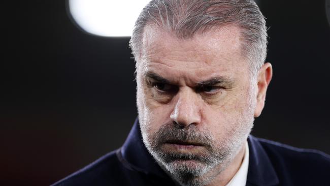 SOUTHAMPTON, ENGLAND - DECEMBER 15: Ange Postecoglou, Manager of Tottenham Hotspur, looks on during the Premier League match between Southampton FC and Tottenham Hotspur FC at St Mary's Stadium on December 15, 2024 in Southampton, England. (Photo by Dan Istitene/Getty Images)