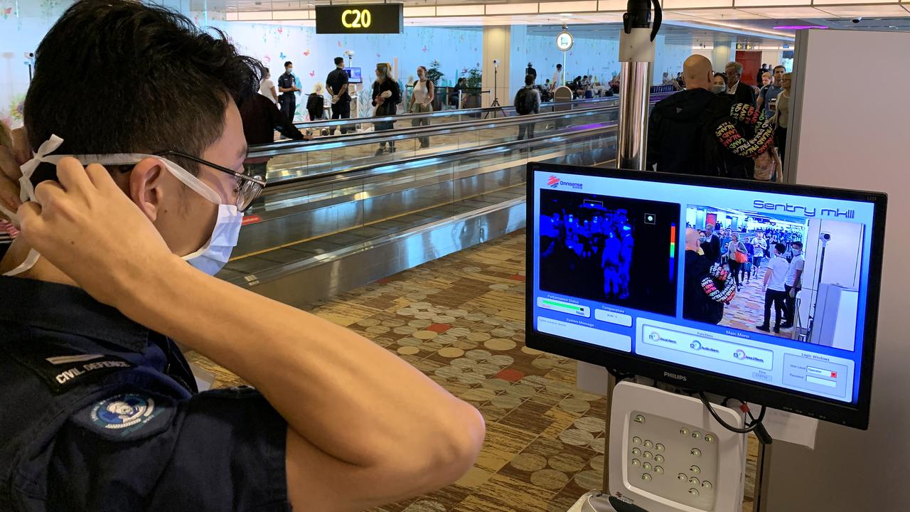 Temperature body scans at Singapore Airport due ramp up to battle the spread of coronavirus. Picture: Getty Images