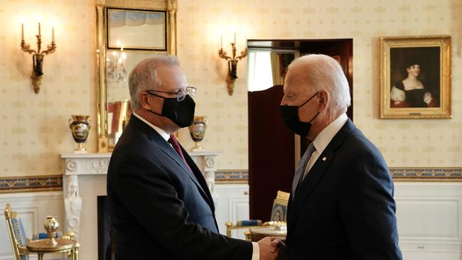 Prime Minister Scott Morrison attends the White House in Washington DC for the QUAD leaders meeting including US President Biden, Japanese Prime Minister Suga, Indian Prime Minister Modi. Picture: Adam Taylor via PMO