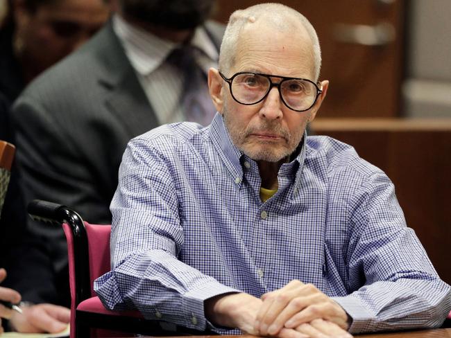 FILE - In this Dec. 21, 2016 file photo, Robert Durst sits in a courtroom in Los Angeles. Durst, the New York real estate heir who was the subject of a television documentary series, has been ordered to stand trial for the murder of his close friend in Los Angeles 18 years ago. A judge on Thursday, Oct. 25, 2018 ruled that there's enough evidence to try the 75-year-old multimillionaire for the shooting death of Susan Berman at her home in 2000. Durst has pleaded not guilty to murder. Preliminary proceedings had been continued multiple times over several months. (AP Photo/Jae C. Hong, Pool, File)