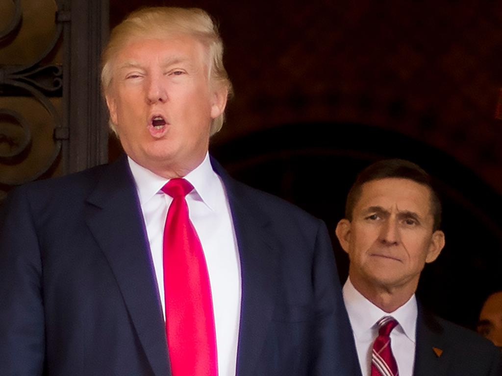 Donald Trump and Michael Flynn. Picture: Jim Watson/AFP