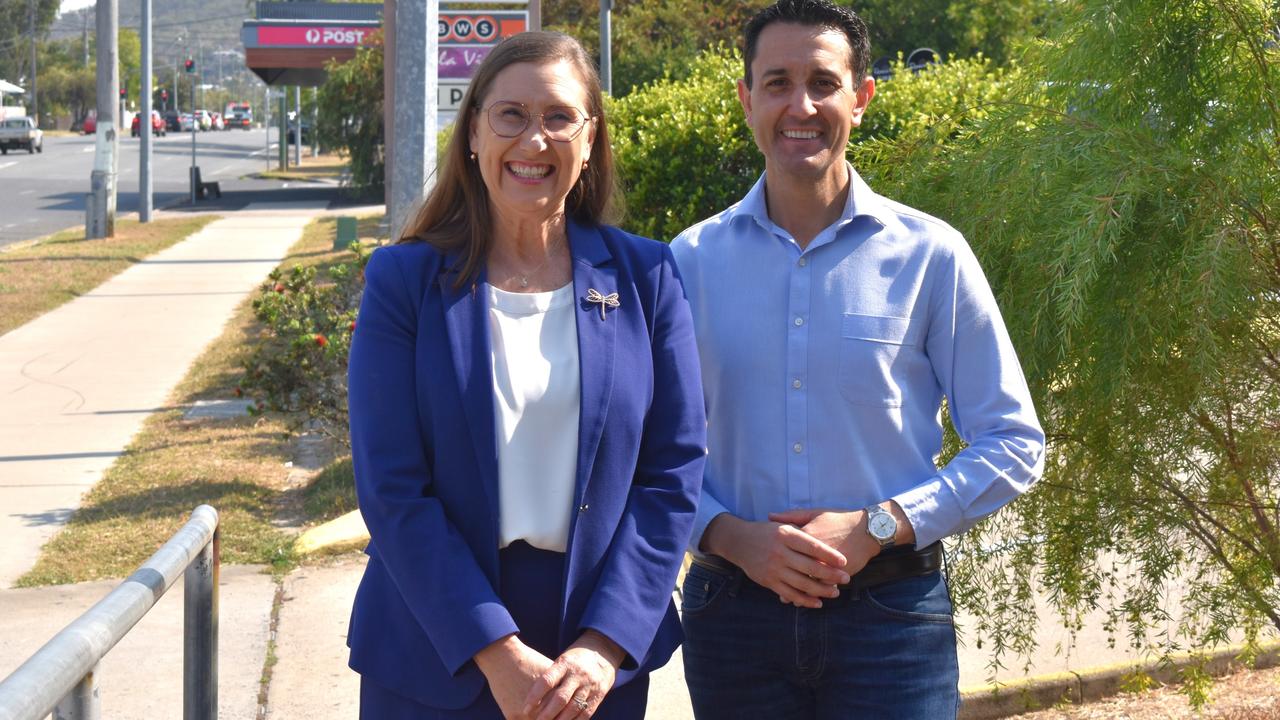 LNP candidate for Rockhampton Donna Kirkland and LNP leader David Crisafulli.