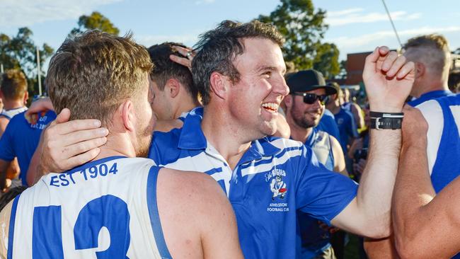 Sheedy celebrates Athelstone’s D2 premiership. Picture: Brenton Edwards