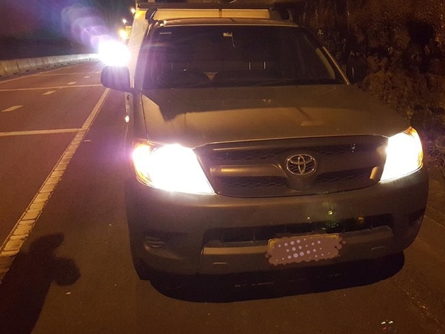 Members of the public stopped this Toyota ute after the 31-year-old driver was seen swerving all over the road. Picture: supplied