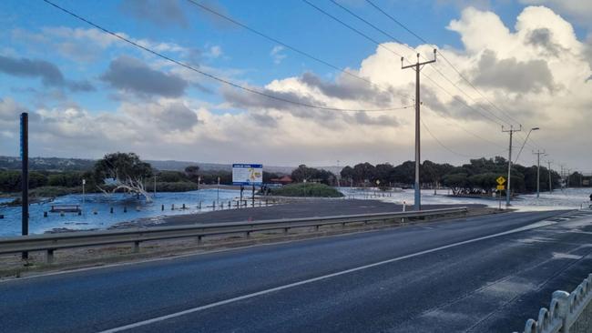 Flooding on Saltfleet Street at Port Noarlunga has caused traffic headaches on Main South Road. Picture: Supplied