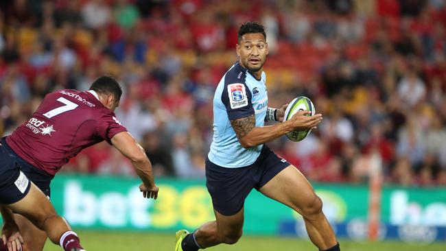 Israel Folau of NSW during the Super Rugby game against the Reds.