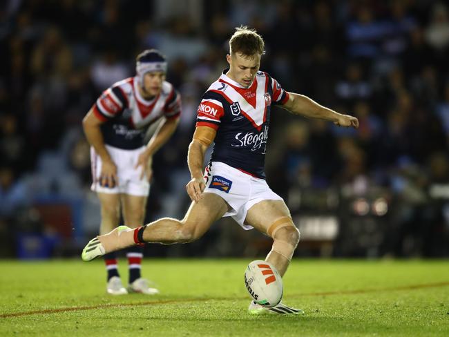 Sam Walker slots the winning field goal against Cronulla. Picture: NRL Images