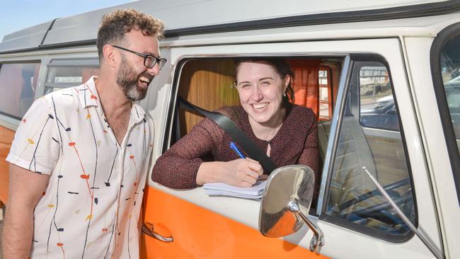 Josh van Konkelenberg from Henley Beach talked to journalist Kathryn Bermingham. Picture: Brenton Edwards