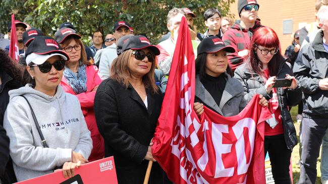 Pfizer workers are rallying for better pay conditions.