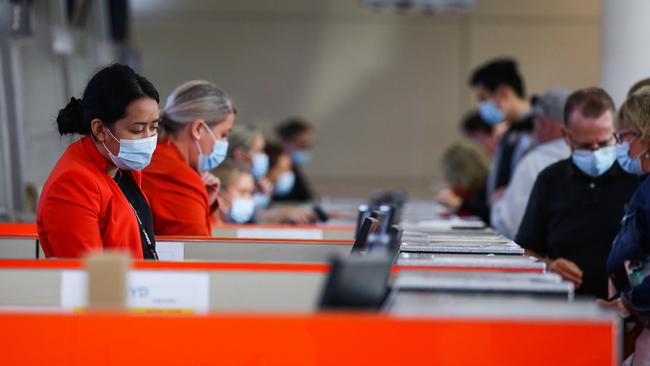 People seen checking in at the Jetstar Counter at Sydney Domestic Airport. Picture: NCA NewsWire / Gaye Gerard