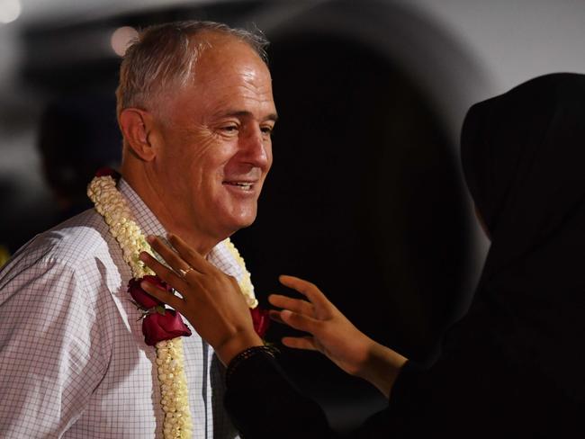Prime Minister Malcolm Turnbull is greeted as he arrives for the Indian Ocean Rim Association. Picture: AAP