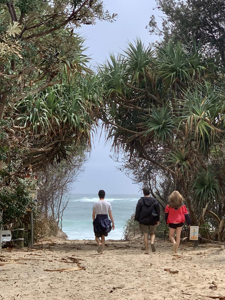 The weather wasn't as rainy as previus days, so many beach fanatics decided to check out the swell from the dunes or to get in the water at Clarkes Beach on Tuesday.