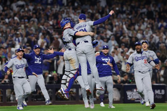 The Los Angeles Dodgers celebrate after clinching a stunning World Series victory over the New York Yankees on Wednesday