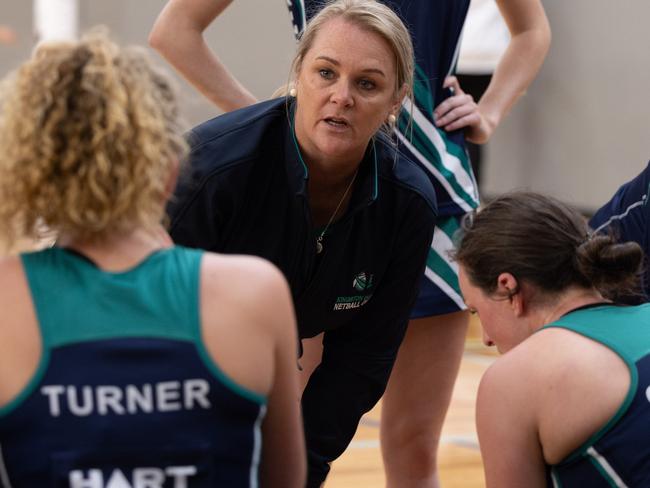 Tasmanian Netball League. Saturday 23rd March. Kingborough Blues vs Northern Hawks. Head coach of Kingston Blues, Tania McNear.Picture: Linda Higginson