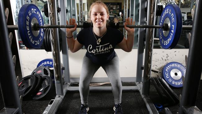 Lily Tomkinson hard at training in a Gisborne gym. Picture: Norm Oorloff