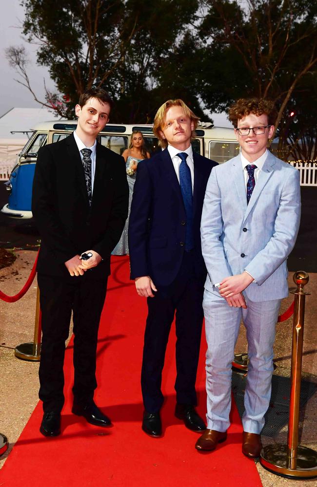 Riley Kerle, Ryan Dunshea and Sam Carkery at year 12 formal, Unity College. Picture: Patrick Woods.