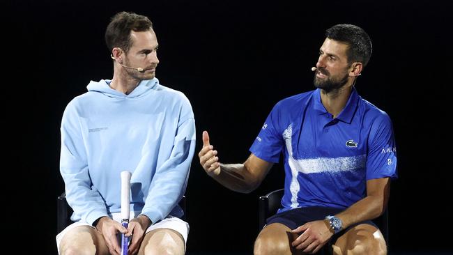 Tennis champion Sir Andy Murray has opened up about his grumpy past, struggles with fame and a new role coaching former foe Novak Djokovic. Picture: AFP