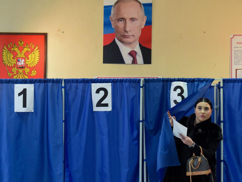 A woman votes in Donetsk, Russian-controlled Ukraine. Picture: AFP