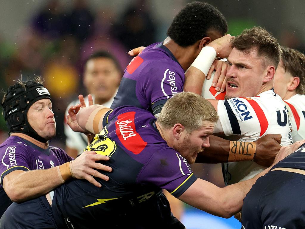 Angus Crichton backed up against the Storm on the weekend. Picture: Kelly Defina/Getty Images