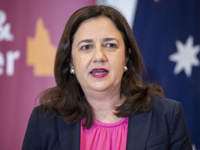 Premier Annastacia Palaszczuk makes the announcement yesterday. Picture: Glenn Hunt/AAP