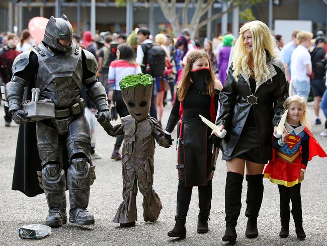 The Wait family, (from left) Simon, Aiden, 5, Keira, 10, Mel and Chloe, 5, made it a family day.