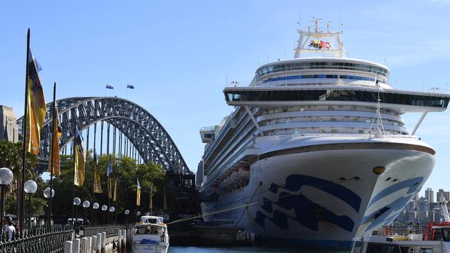 The Ruby Princess cruise ship, docked in Sydney on March 19. Picture: Dean Lewins, AAP.