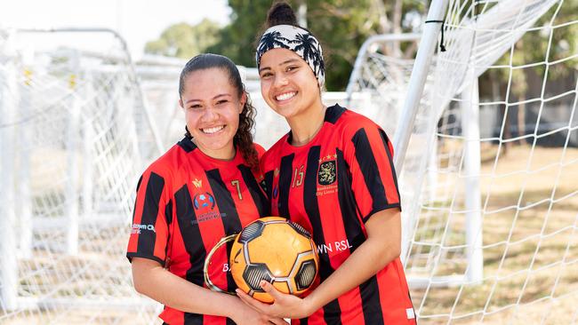 Siblings Ciara and Mary Fowler during their stint at NSW top flight club Bankstown City. Picture: AAP Image / Monique Harmer