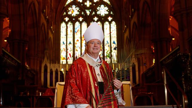 Catholic Archbishop of Sydney, Anthony Fisher, pictured after Palm Sunday mass in Sydney on Sunday, March 24, 2024. Picture: Nikki Short