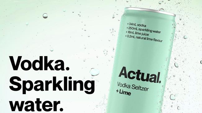 The advertisement for Actual vodka seltzer.