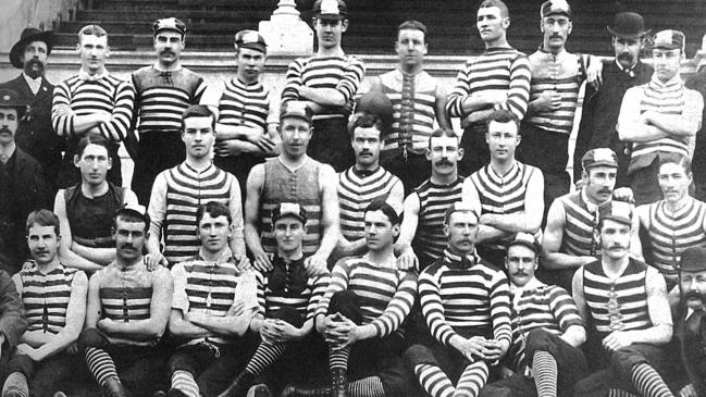 Geelong FC’s 1884 VFA premiership team. Tom Cahill is third from right in the back row. Picture: Supplied