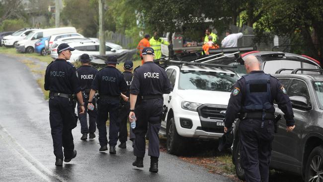 A massive search is under way with locals, Police, SES and RFS members for a missing 13 year old boy. Picture John Grainger