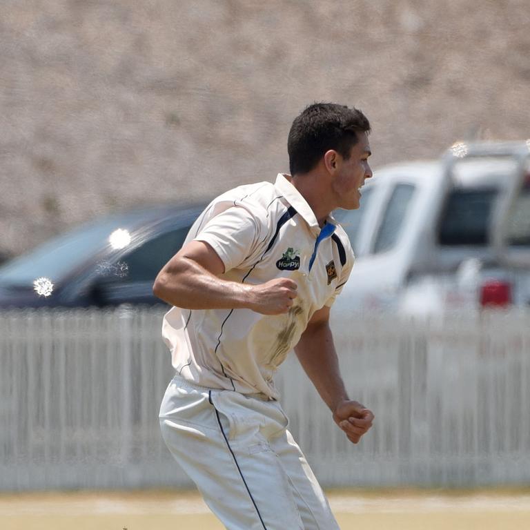 Queensland Premier Cricket - Gold Coast Dolphins vs Norths at Bill Pippen Oval, Robina. North's Nathan Carroll celebrates a wicket. (Photo/Steve Holland)