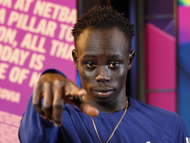DAILY TELEGRAPH MAY 6, 2025. Sprinter Gout Gout at Fox Sports in Artarmon before appearing on The Back Page tonight. Picture: Jonathan Ng
