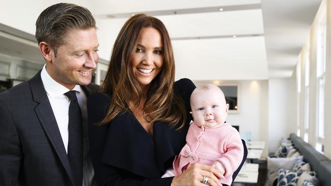 Michael and Kyly Clarke with their daughter Kelsey. Picture: Justin Lloyd