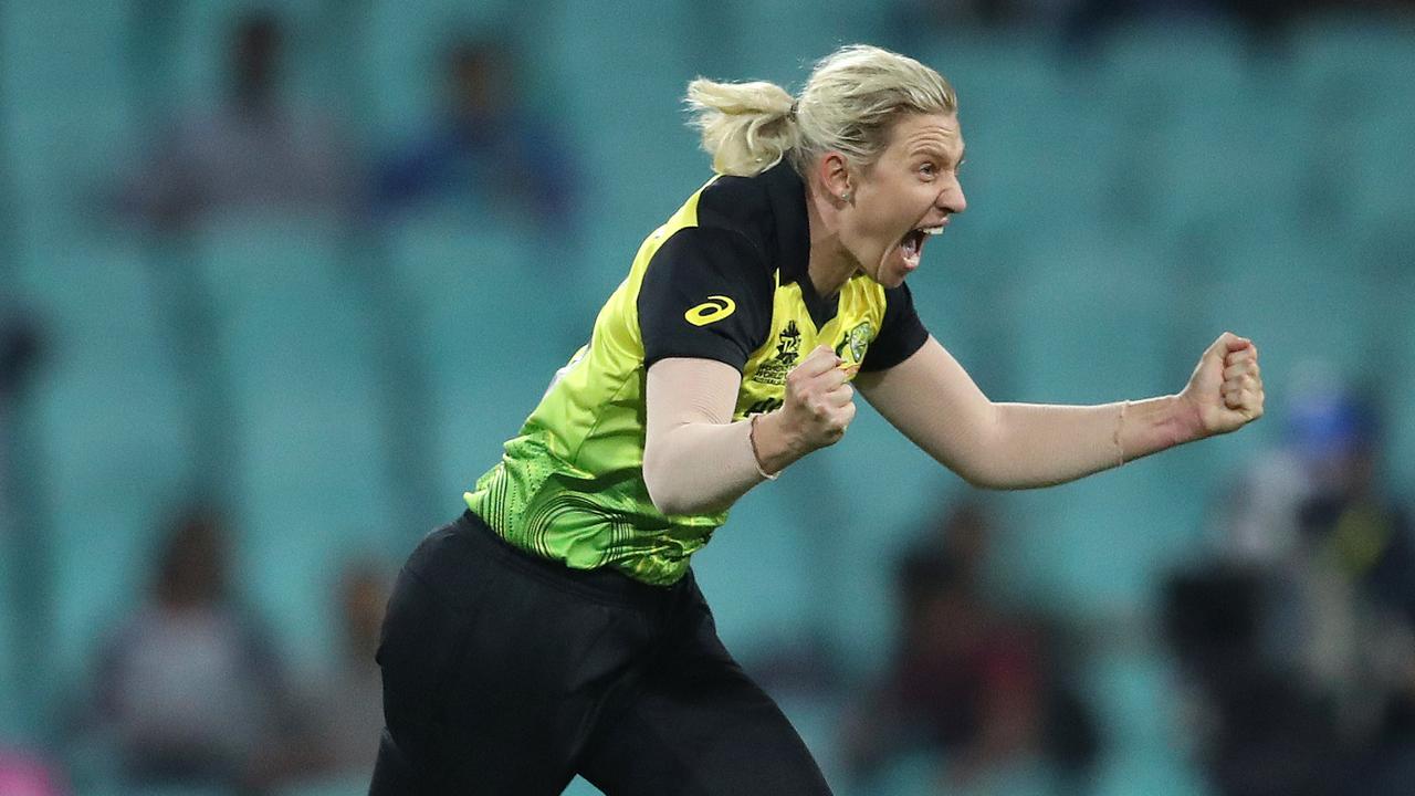 Australia's Delissa Kimmince celebrates a wicket. Picture. Phil Hillyard