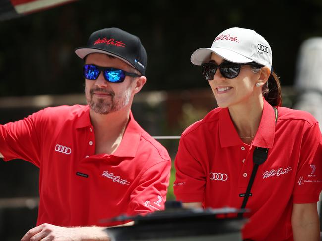 Mary, Crown Princess of Denmark and Frederik Crown Prince of Denmark were guests on board the Sydney to Hobart yacht Wild Oats. Picture: Richard Dobson