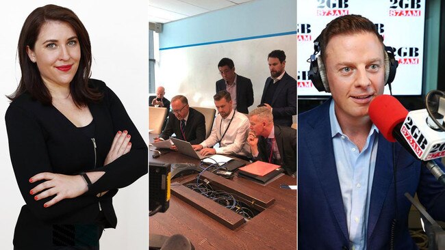 Raided: News Corp journalist Annika Smethurst, left, AFOP officers raiding the ABC, and Ben Fordham. Pictures: Supplied