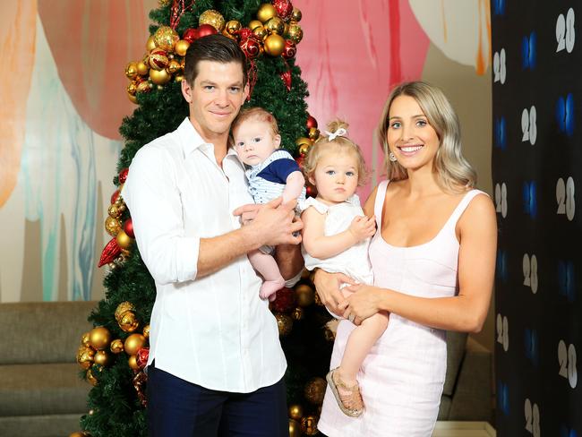 Tim and Bonnie Paine with children Charlie and Milla at an Australian Cricket Christmas Day lunch. Picture: Mark Stewart