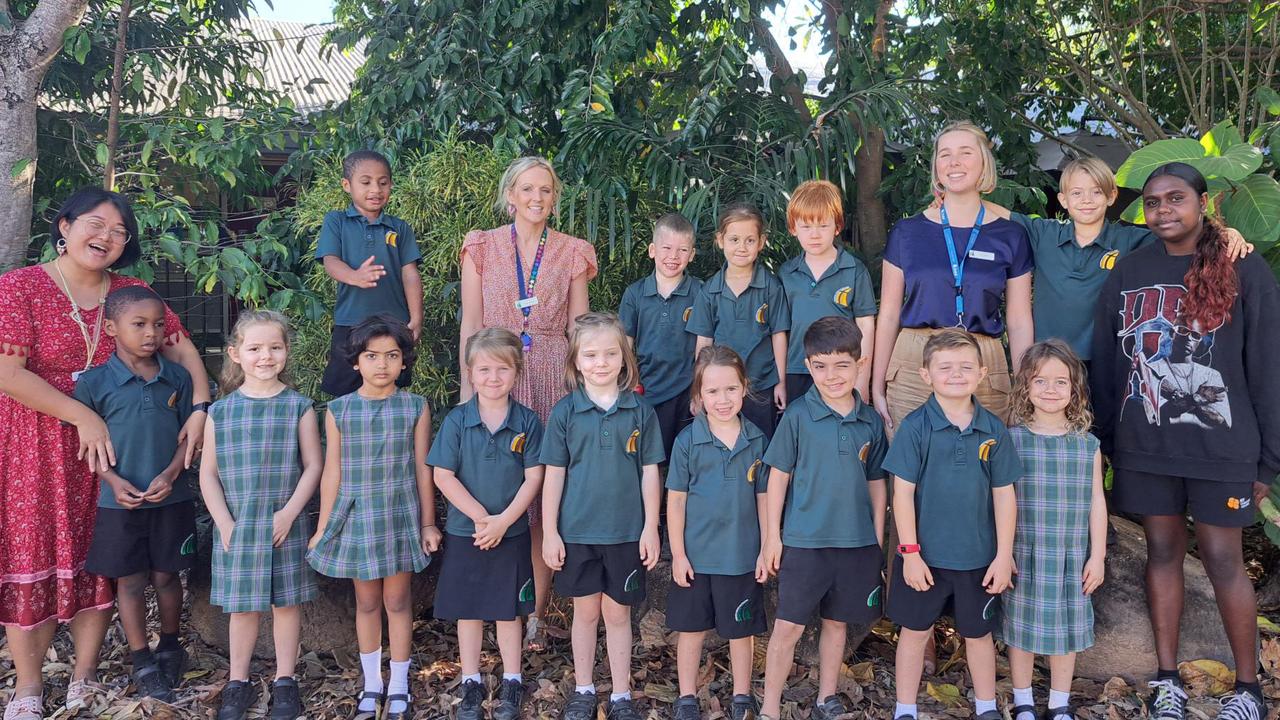 MARRARA CHRISTIAN COLLEGE BACK ROW (L-R): Jaad Kot, Angela Powell (teacher), Oliver Dick, Maile Pinnington, Reuben Stevens, Kate Palmer (teacher), Kai Williams, Hayleen Huddleston (school-based apprentice). FRONT ROW (L-R): Lavender Htoo (teacher aide), Titus Sagno, Adelyn Lehmann, Zion Usman, Zoe Latham, Naomi van Gelderen, Emily Sercombe, Marlowe Henderson, Kyle Fookes, Kayleigh Garner. Picture: Marisa Young