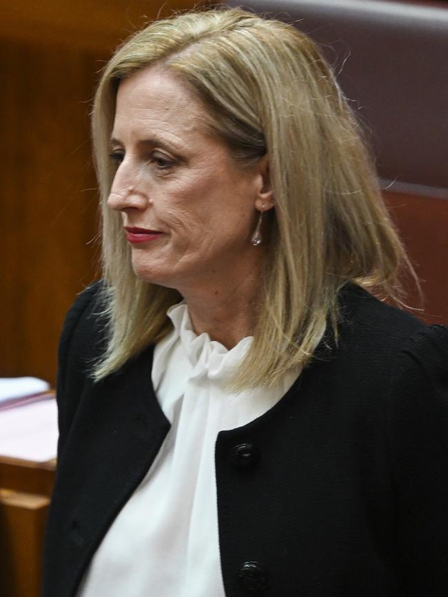 Senator Katy Gallagher in the Senate Chamber at Parliament House in Canberra. Picture: NCA NewsWire / Martin Ollman